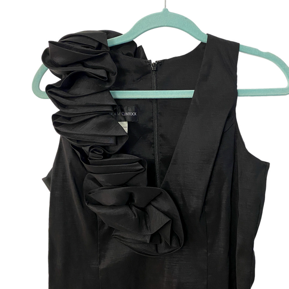Jessica McClintock Black Cocktail stretch Evening Dress sleeveless size 12 - Picture 3 of 6